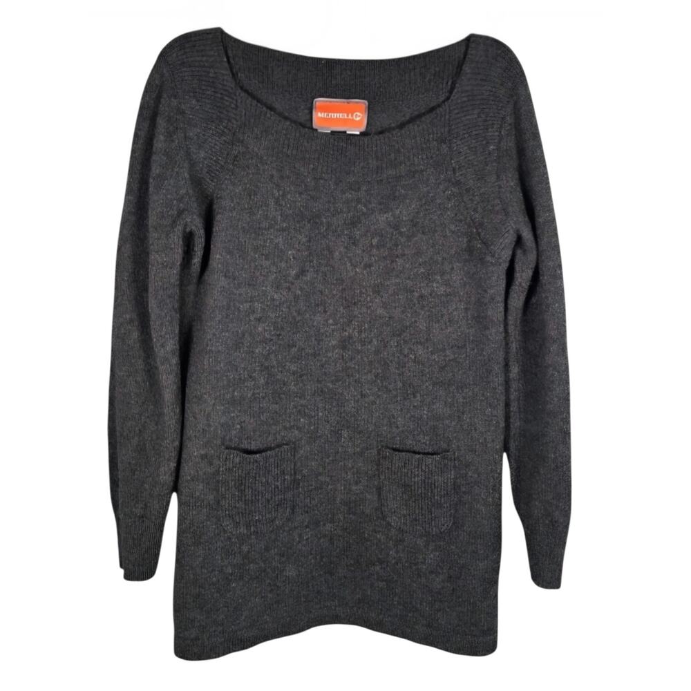Merrell Wool Angora Blend Sweater Dress Gray M Bubble Sleeve